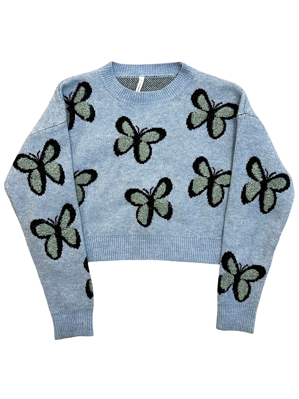 Dreamers by Debut Y2K Fuzzy Butterfly Cropped Sweater S